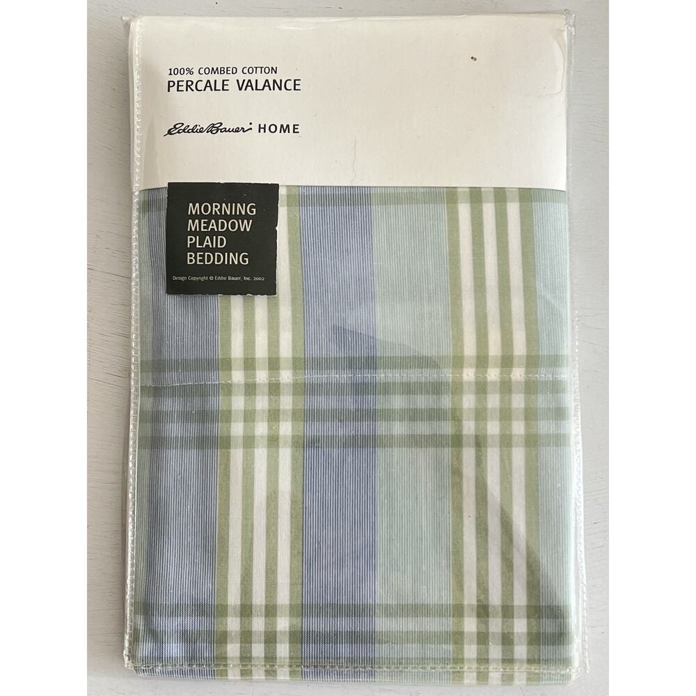 Eddie Bauer Home Valance Plaid 82x21 100% Cotton One Rod Pocket Morning Meadow
